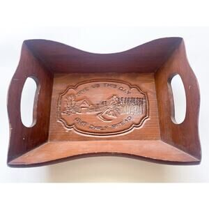 Vintage Give Us This Day Our Daily Bread Wood Tray
